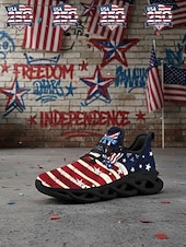  USA 250 Flag löparsneakers för kvinnor – lätta, andningsbara snörskor, patriotiska stjärnor &randig stil för självständighetsdagen, parader, gatufestivaler, utomhuspromenader &vardagskläder