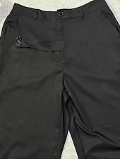 ieftine Pantaloni de rochie-Bărbați Pantaloni Costume Buzunar Nasturi Simplu Confort Respirabil Lungime totală Casual Zilnic Casă Vacanță Modă Negru Kaki Inelastic
