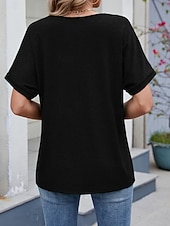 お買い得  プレーンTシャツ-女性用 Tシャツ ティートップ 平織り ファッション スタイリッシュ クラシック 半袖 Ｖネック レギュラートップス 日常 お出かけ 週末 ブラック ホワイト ピンク ワイン ネイビーブルー 夏 春