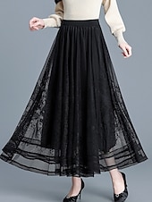 economico Gonne casual-Per donna Gonna da vacanza Elegante Moda Casual Maxi Vita Alta Gonne Floreale Jacquard Elasticizzato Quotidiano Streetwear Nero Bianco Verde Primavera