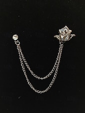 economico Matrimonio ACC-Spilla da bavero da uomo in lega con rosa e catena, accessorio per abiti da sposa e da festa, vari colori, elegante spilla floreale per occasioni formali