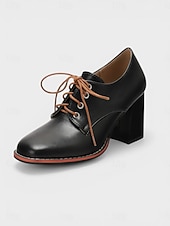 preiswerte Damenschnürschuhe-Vintage-Oxford-Pumps für Damen in Braun – klassische Schnürschuhe mit Blockabsatz und Brogue-Details, ideal fürs Büro und für die Schule. &amp;Freizeitoutfits