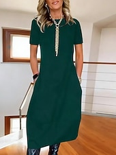 preiswerte Weiße Freizeitkleider-Damen Midikleid Weißes Kleid Elegant Mode Modern Outdoor Urlaub Ausgehen Normale Passform Einfach Kurzarm Rundhalsausschnitt Schwarz Weiß Burgunderrot Marineblau Sommer Frühling Herbst