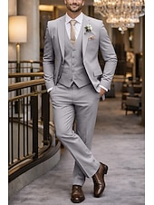 abordables Costumes de mariage-Pour des hommes Smoking Costumes Mariage à la plage Mariage de printemps Vert foncé Kaki Printemps &amp; Été Costume / Tailleur Cranté Revers Cranté Quotidien Affaires Couleur Unie Grande Taille 3 pièces