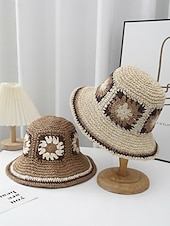 preiswerte Urlaubszubehör-Gewebter Damen-Sonnenhut im Boho-Stil, mehrfarbig, faltbar, perfekt für Strand- und Resorturlaube sowie als lässiger Alltagsbegleiter