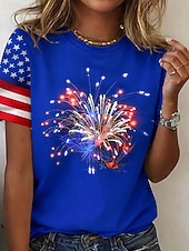 economico Magliette Giorno dell’Indipendenza-Giorno dell'Indipendenza Maglietta Patriottica da Donna Stampa Grafica Bandiera Stile Vintage Classico Manica Corta Collo Rotondo Regular Tops Giornaliero Weekend Stampa Nera Bianca Estate Primavera