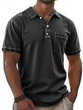 economico Polo classica da uomo-Per uomo Polo Camicia 100% cotone lavaggio acido Casuale Ferie Bavero Manica Corta Moda Essenziale Tinta unica Semplice Vintage ▾ angosciato Estate Primavera Tutte le stagioni Vestibilità regolare