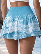 preiswerte Grafische Röcke-Damen Urlaubsrock Tennissrock Elegant Mode Hawaiianisch Strandbekleidung Mini Hohe Taille Röcke Blumen Grafik Hohe Elastizität Täglich Strand Blau und Weiß Orange Dunkelblau Sommer