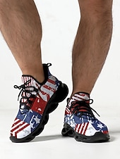  herrsneakers med patriotiska USA-flaggor – lätta, andningsbara snörskor för självständighetsdagen, parader och promenader utomhus &vardagskläder