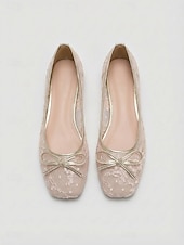 voordelige Moeder van de Bruid/De Bruidegom-Dames ballerina's van roze kant, elegante geborduurde instapschoenen voor de moeder van de bruid, tuinbruiloft &amp;formele dag evenementen