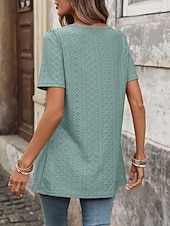 economico Bluse Eleganti-Per donna Camicia Camicia traforata Top traforato Blusa Bottoni Semplice Vintage Elegante Classico Manica Corta Collo quadrato Top Regolari Casuale Quotidiano Spiaggia Nero Bianco Rosa Azzurro cielo