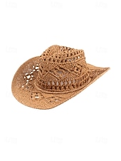 Χαμηλού Κόστους Ανδρικά καπέλα-Ανδρικό ψάθινο καουμπόικο καπέλο western σε πολλά χρώματα, υφαντό καλοκαιρινό καπέλο ηλίου για διακοπές στην παραλία, ρούχα western στυλ, ρούχα σε θέρετρα και καλοκαιρινά πάρτι
