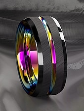 economico Accessori per le vacanze-anello multicolore in acciaio inossidabile da uomo: disponibile in diverse misure, design elegante, perfetto per matrimoni, feste e abbigliamento casual per le vacanze