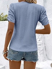 cheap Plain tee-Women's T Shirt Tee Top Plain Fashion Classic Casual Short Sleeve Crew Neck Regular Tops Daily Going out Weekend Blue Black Pink Rose Red Light Blue Summer Spring