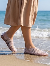 economico Donne-sandali da donna in gelatina rossa - scarpe da acqua traspiranti in rete traforata con comoda suola piatta per vacanze al mare &amp;viaggio sulle isole tropicali