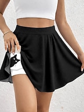 economico Gonne grafiche-Per donna Gonna da vacanza Gonna da tennis Elegante Moda Hawaiano Abbigliamento da Spiaggia Sopra il ginocchio Vita Alta Gonne Grafico Animale Stampato Alta elasticità Quotidiano Spiaggia Bianco e