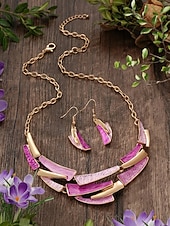 olcso Nyaralási kiegészítők-női bohém ötvözetből készült nyaklánc és fülbevaló szett, többszínű, stílusos és elegáns dizájn, ideális mindennapi használatra, nyaraláshoz és utazáshoz