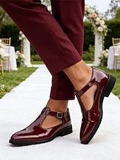 Χαμηλού Κόστους Μπαλαρίνες-ανδρικά μπορντό λουστρίνι λουστρίνι μοναχικά παπούτσια φορέματα γυαλιστερά επίσημα γαμήλια μοκασίνια για γαμπρό, καλεσμένο γάμου, δεξίωση, συμπόσιο, τελετή, κομψή βραδινή ένδυση