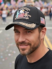  Heren baseballpet van polyester met geborduurde adelaar en Amerikaanse vlag, verstelbare, patriottische pet in meerdere kleuren, perfect voor de viering van het 250-jarig bestaan van de VS, Onafhankelijkheidsdag, casual kleding, reizen en vakanties.