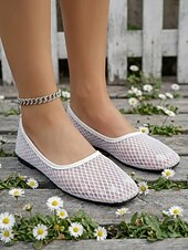 economico Ballerine da donna-ballerine da donna in rete traspirante bianca, scarpe casual leggere e slip-on per i viaggi, estate &amp;comfort quotidiano