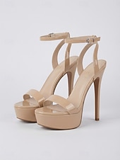 preiswerte Hochzeitsgast-Nude Plateau-Pumps für Damen – elegante Riemchenschuhe für Hochzeitsgäste, perfekt für Hochzeiten und Empfänge in der Stadt &amp;formelle Veranstaltungen