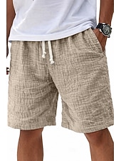 abordables Classique-Homme Shorts Shorts en Lin Shorts d'été Shorts de plage Short décontracté Cordon de serrage Taille Élastique Couleur Unie Léger Respirant Longueur Genou Quotidien Extérieur Vêtements de rue Mode