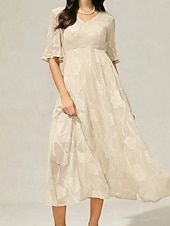  Pentru femei Rochii Midi Rochie A line Elegant Fit regulat Floral Manșon Jumate În V Nurcă