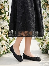 voordelige Moeder van de Bruid/De Bruidegom-Dames ballerina's van roze kant, elegante geborduurde instapschoenen voor de moeder van de bruid, tuinbruiloft &amp;formele dag evenementen