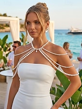 voordelige Vakantieaccessoires-Damesbodyketting in bohemian stijl met imitatieparels – elegant en modieus, perfect voor feestjes, avondjes uit en een stijlvolle strandvakantie.