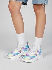 preiswerte Damen Laufschuhe-Damen-Laufschuhe mit Batikmuster und Schnürung – atmungsaktive, leichte Mesh-Sneaker zum Joggen, Strandlaufen und fürs Fitnessstudio &amp;Freizeitkleidung