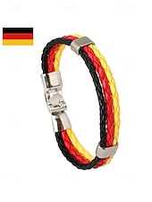 economico Accessori-Bracciale da uomo intrecciato in similpelle, disponibile in diversi colori, ispirato alla bandiera americana, ideale per partite di calcio, tifosi, tifosi di football, per lo spirito di squadra e per un look casual da giorno di partita.