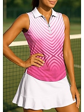 tanie Koszula damska-Damskie Gradient Pasek Topy Koszulka sportowa Koszulka polo Koszulka do tenisa Bez rękawów Zamek Kwiaty UPF50+ Odporny na UV Wysoka elastyczność Odprowadza wilgoć Oddychający Siatkówka Bransoletka