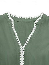 voordelige Witte jurk-Dames Mini-jurk A lijn jurk Zomerjurk Casual Dagelijks Normale pasvorm Effen Korte mouw V-hals Groen Zomer