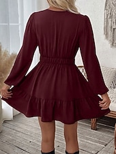 preiswerte Lässige Blumenkleider-Damen Minikleid Boho-Kleid Freizeitkleid Elegant Mode Modern Outdoor Urlaub Ausgehen Normale Passform Blumen Langarm V Ausschnitt Schwarz Wein Rote Grün Sommer Frühling