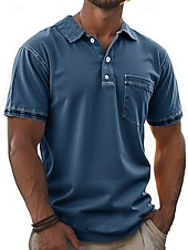 economico Polo classica da uomo-Per uomo Polo Camicia 100% cotone lavaggio acido Casuale Ferie Bavero Manica Corta Moda Essenziale Tinta unica Semplice Vintage ▾ angosciato Estate Primavera Tutte le stagioni Vestibilità regolare