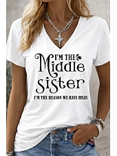  γυναικείο μπλουζάκι αστεία αποσπάσματα χιούμορ κομψό κλασικό casual κοντομάνικο ντεκολτέ V κανονικές μπλούζες καθημερινή έξοδος Σαββατοκύριακο λευκό λευκό 2 λευκό 3 καλοκαίρι άνοιξη φθινόπωρο χειμώνας