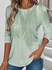  Per donna Maglietta Stampato Floreale Grafico Piante Elegante Classico Moderno Manica Lunga Girocollo Top Regolari Quotidiano Weekend Abbigliamento da vacanza Blu Rosa Blu Reale Verde Grigio Estate