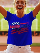 cheap World Soccer Match-World Soccer Match 2026 Women's T Shirt Print Graphic Letter Stylish Classic Casual Short Sleeve Crew Neck Long Tops Daily Blue White Green Summer Spring
