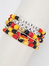 preiswerte Zubehör-Damen-Armbandset in Flaggenfarben, stapelbarer Fächerschmuck aus Legierung in verschiedenen Länderdesigns für Fußballspiele, Teamunterstützung, lässige Alltagskleidung und Spieltagsoutfits.
