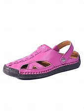 economico Zoccoli e pianelle da donna-Sandali da donna gialli per esterni: comode scarpe estive traspiranti in pelle antimicrobica, ideali per passeggiate, vacanze, giardino e per l'uso quotidiano.