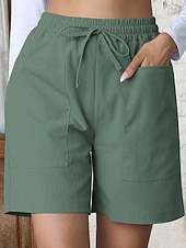 cheap Bermuda Shorts-Women's Bermuda shorts Shorts Summer Shorts Beach Shorts Vacation Fashion Casual Daily Knee Length High Waist Solid Color Plain Drawstring Pocket Elastic Waistband Comfort Soft Breathable