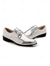 economico Scarpe Derby-scarpe eleganti da uomo in similpelle verniciata rosa metallizzato, scarpe stringate lucide per matrimoni, locali notturni ed eventi alla moda