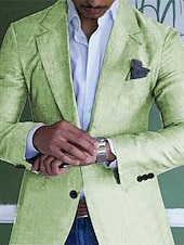 voordelige Heren Klassieke Blazers-Voor heren Afstuderen Linnen blazer Blazer liiketoiminta Cocktailparty Bruiloft Modieus Casual Lente Herfst Linnen / katoenmix Effen Zak Knop Comfortabel Enkele knoopsluiting één knoop Blazer