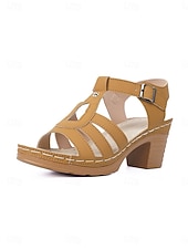 cheap Heeled Sandals-Women's Rose Pink Strappy Block Heel Sandals – Comfortable Casual Summer Shoes for Daily, Travel and Garden Wear