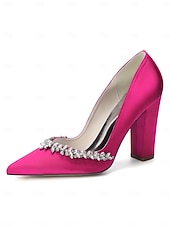 cheap Bride-Women's Nude Chunky Heeled Wedding Shoes with Crystal Detail - Elegant Bridal Heels for Garden Weddings