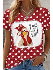 Χαμηλού Κόστους Χιούμορ και αποσπάσματα-γυναικείο μπλουζάκι αστεία αποφθέγματα χιούμορ στάμπες κομψό κλασικό casual κοντομάνικο ντεκολτέ V μακρύ μπλουζάκι καθημερινό έξοδος Σαββατοκύριακο λευκό κόκκινο κόκκινο λευκό καλοκαίρι άνοιξη