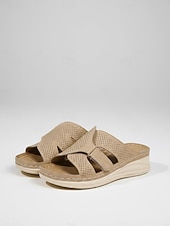 abordables Sandalias deslizantes-Sandalias burdeos perforadas para mujer: calzado informal y cómodo de verano para playa, vacaciones y uso diario.
