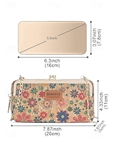 billige Crossbody-vesker-Dameveske med bohemsk mønster og trestruktur i kunstskinn, crossbody-veske med stor kapasitet og flere rom med justerbar stropp for hverdagsbruk, reise og ferie