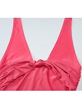 preiswerte Einfacher Tank-Damen Tank Top Vordere Krawatte Rückenfrei Einfarbig Stilvoll Sexy Lässig Ärmellos Neckholder Crop Tops Ausgehen Strandbekleidung Urlaubskleidung Rosa Braun Rosenrot Sommer Frühling