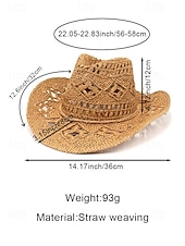 Χαμηλού Κόστους Ανδρικά καπέλα-Ανδρικό ψάθινο καουμπόικο καπέλο western σε πολλά χρώματα, υφαντό καλοκαιρινό καπέλο ηλίου για διακοπές στην παραλία, ρούχα western στυλ, ρούχα σε θέρετρα και καλοκαιρινά πάρτι